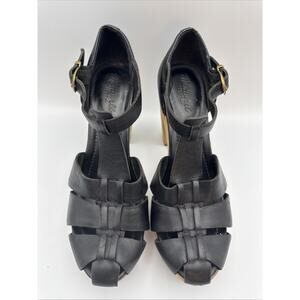 Madewell Andie Chunky Platform Wooden Strapy High‎ Heels, Black, 9M